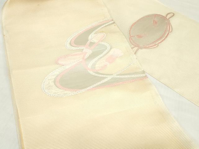 平和屋着物＊夏物　西陣　名古屋帯　反物　組紐文　銀糸　証紙付き　逸品　未使用　DABH8361zy