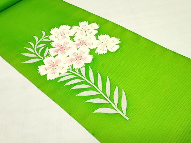 平和屋着物＊絽塩瀬　夏物　名古屋帯　反物　舞花文　銀彩　逸品　未使用　DABH8371zy