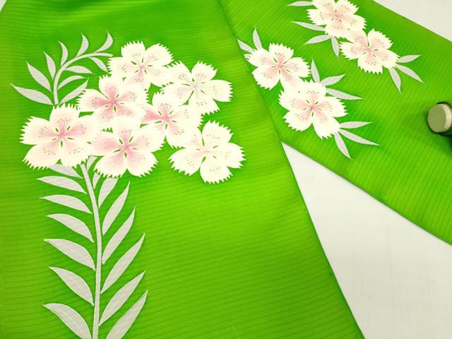 平和屋着物＊絽塩瀬　夏物　名古屋帯　反物　舞花文　銀彩　逸品　未使用　DABH8371zy