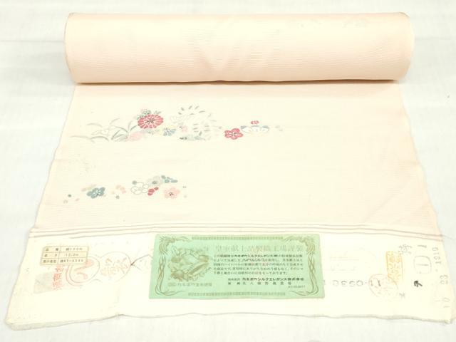 平和屋着物＊夏物　小紋　反物　着尺　絽　型染め　草花文　皇室献上品製織工場謹製　逸品　未使用　DABH8374zy