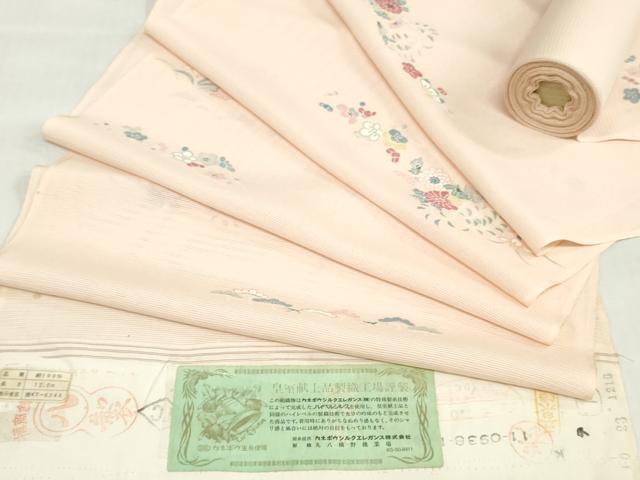 平和屋着物＊夏物　小紋　反物　着尺　絽　型染め　草花文　皇室献上品製織工場謹製　逸品　未使用　DABH8374zy