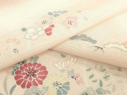 平和屋着物＊夏物　小紋　反物　着尺　絽　型染め　草花文　皇室献上品製織工場謹製　逸品　未使用　DABH8374zy