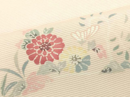 平和屋着物＊夏物　小紋　反物　着尺　絽　型染め　草花文　皇室献上品製織工場謹製　逸品　未使用　DABH8374zy