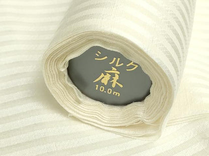 平和屋着物＊夏物　長襦袢　反物　着尺　縞　生成り色　絹　麻　未使用　DABH8377zy