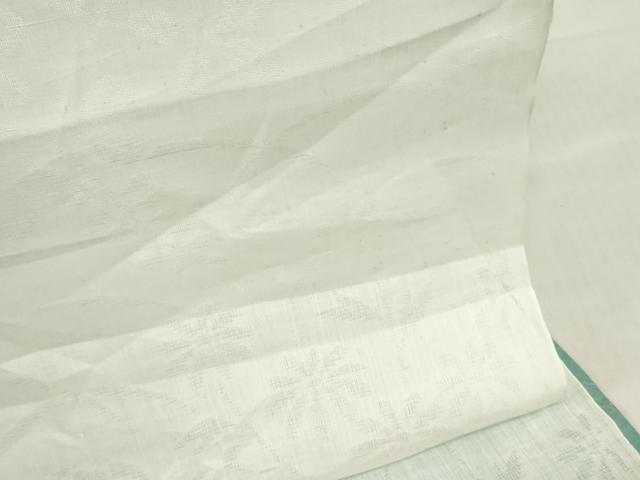 平和屋着物＊夏物　長襦袢　反物　着尺　小千谷本麻紋紗　草花文紗　生成り色　小千谷織物謹製　証紙付き　麻　逸品　未使用　DABH8380zy