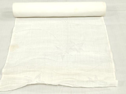 平和屋着物＊夏物　長襦袢　反物　着尺　草葉文紗　生成り色　麻　逸品　未使用　DABH8439zy