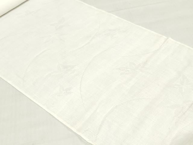 平和屋着物＊夏物　長襦袢　反物　着尺　草葉文紗　生成り色　麻　逸品　未使用　DABH8439zy
