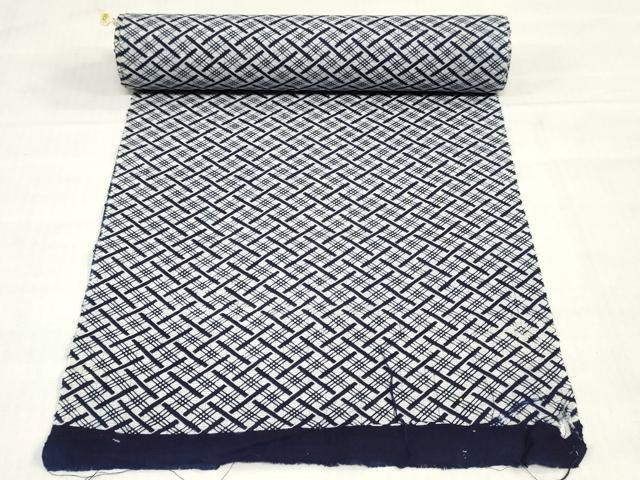 平和屋着物＊夏物　浴衣　反物　着尺　注染　幾何学文　東急百貨店扱い　綿　逸品　未使用　DABH8451zy