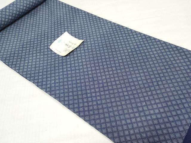 平和屋着物＊夏物　浴衣　反物　着尺　注染　江戸本染　菱文　三河屋謹製　綿　逸品　未使用　DABH8452zy