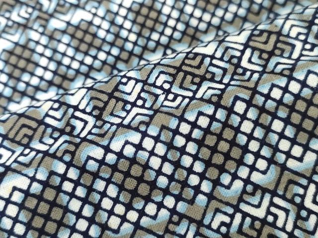 平和屋着物＊夏物　浴衣　反物　着尺　注染　東京本染　幾何学文　綿　逸品　未使用　DABH8457zy