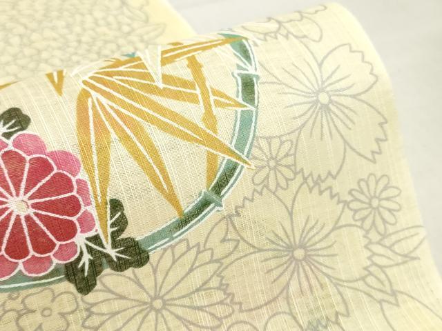 平和屋着物＊夏物　浴衣　反物　着尺　草花丸文　綿　クインサイズ　逸品　未使用　DABH8458zy