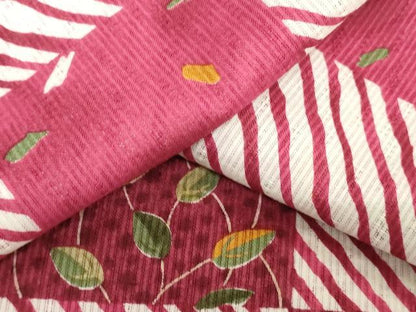 平和屋着物＊夏物　浴衣　反物　着尺　REIKO HIRAKO　市松草葉文　クインサイズ　綿　逸品　未使用　DABH8472zy