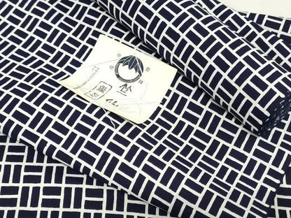 平和屋着物＊夏物　竺仙鑑製　浴衣　反物　着尺　幾何学文　証紙付き　綿　逸品　未使用　DABH8484zy