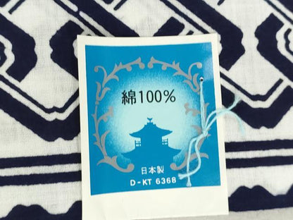 平和屋着物＊夏物　男性　浴衣　反物　着尺　注染　幾何学間道　キングサイズ　綿　逸品　未使用　DABH8487zy