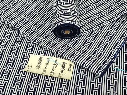平和屋着物＊夏物　男性　浴衣　反物　着尺　注染　間道　綿　逸品　未使用　DABH8492zy