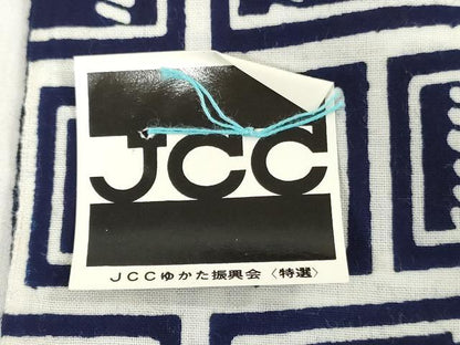平和屋着物＊夏物　男性　浴衣　反物　着尺　注染　幾何学文　綿　逸品　未使用　DABH8495zy