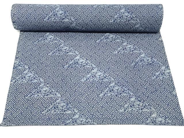 平和屋着物＊夏物　浴衣　反物　着尺　注染　がくや好み染　檜垣草花文　綿　逸品　未使用　DABH8499zy