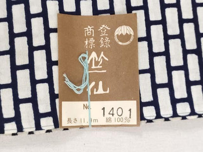 平和屋着物＊夏物　竺仙鑑製　浴衣　反物　着尺　注染　幾何学文　証紙付き　綿　逸品　未使用　DABH8512zy