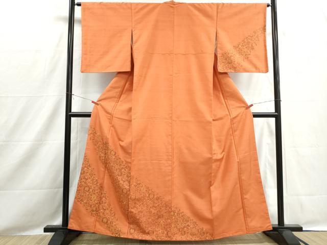 平和屋着物■訪問着　紬地　更紗花文　正絹　逸品　DABH8522qa