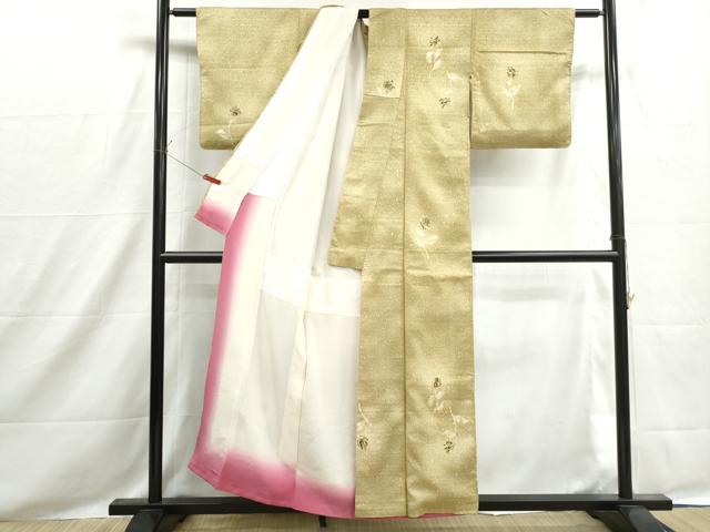 平和屋着物■上質な小紋　草花文　暈し染め　正絹　逸品　DABH8523qa
