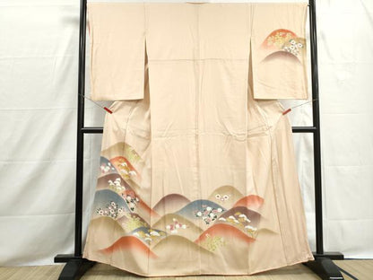 平和屋着物■訪問着　刺繍　重ね山草花文　暈し染め　正絹　逸品　DABH8525qa