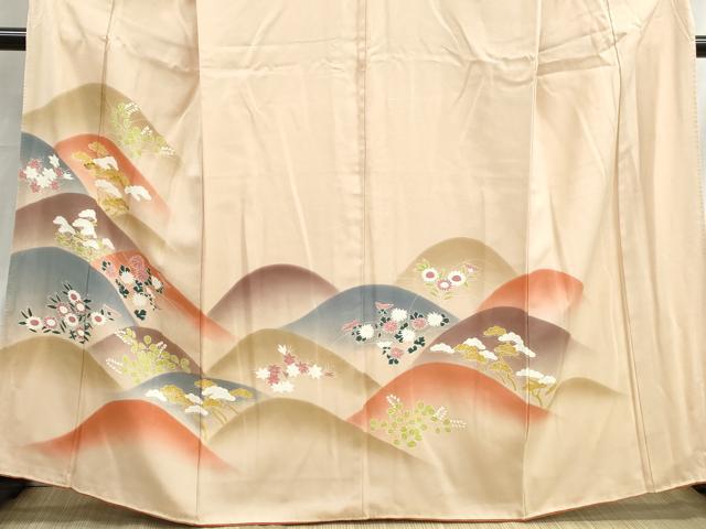 平和屋着物■訪問着　刺繍　重ね山草花文　暈し染め　正絹　逸品　DABH8525qa