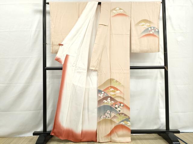 平和屋着物■訪問着　刺繍　重ね山草花文　暈し染め　正絹　逸品　DABH8525qa