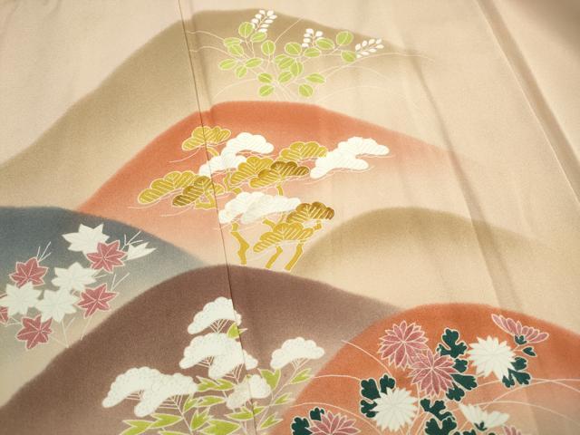 平和屋着物■訪問着　刺繍　重ね山草花文　暈し染め　正絹　逸品　DABH8525qa