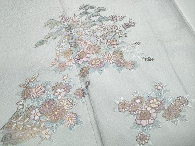 平和屋着物■中国三大刺繍　スワトウ刺繍　汕頭刺繍　総刺繍　訪問着　草花文　金糸　さが美扱い　正絹　逸品　DABH8529qa