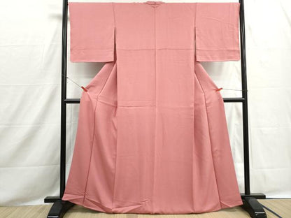 平和屋着物■上質な色無地　玉鬘　甚三紅色　正絹　逸品　DABH8530qa