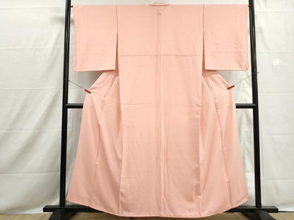 平和屋着物■上質な色無地　菱地紋　一斤染色　正絹　逸品　DABH8531qa