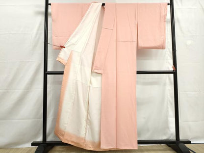 平和屋着物■上質な色無地　菱地紋　一斤染色　正絹　逸品　DABH8531qa