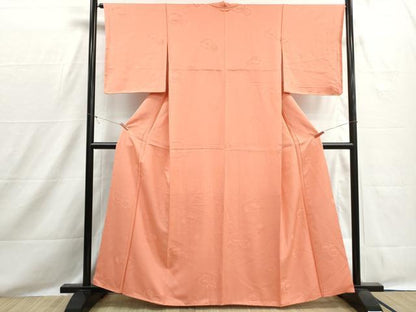 平和屋着物■上質な色無地　雪輪立波花地紋　東雲色　正絹　逸品　DABH8534qa
