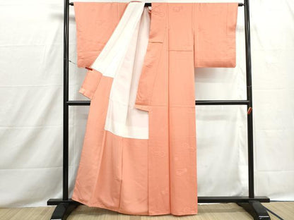 平和屋着物■上質な色無地　雪輪立波花地紋　東雲色　正絹　逸品　DABH8534qa