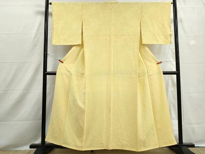 平和屋着物■上質な色無地　草花地紋　淡黄色　正絹　逸品　DABH8536qa