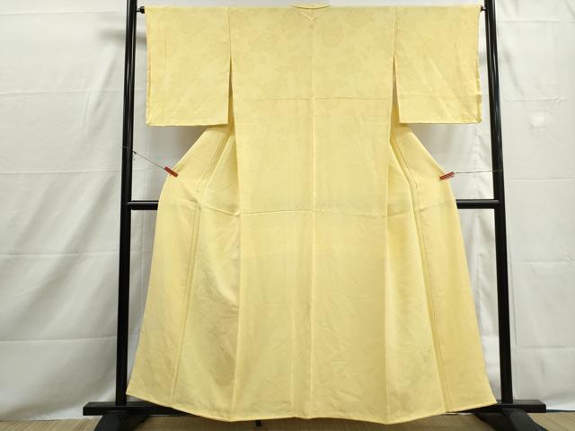 平和屋着物■上質な色無地　草花地紋　淡黄色　正絹　逸品　DABH8536qa