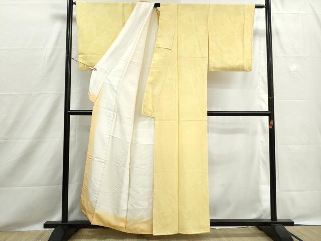 平和屋着物■上質な色無地　草花地紋　淡黄色　正絹　逸品　DABH8536qa