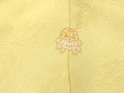 平和屋着物■上質な色無地　草花地紋　淡黄色　正絹　逸品　DABH8536qa