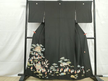 平和屋着物■豪華黒留袖　作家物　人物風景文　松竹梅　正絹　逸品　DABH8539qa
