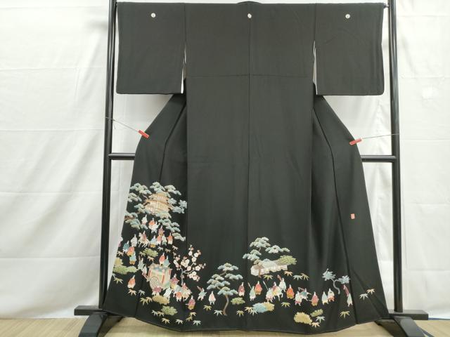 平和屋着物■豪華黒留袖　作家物　人物風景文　松竹梅　正絹　逸品　DABH8539qa