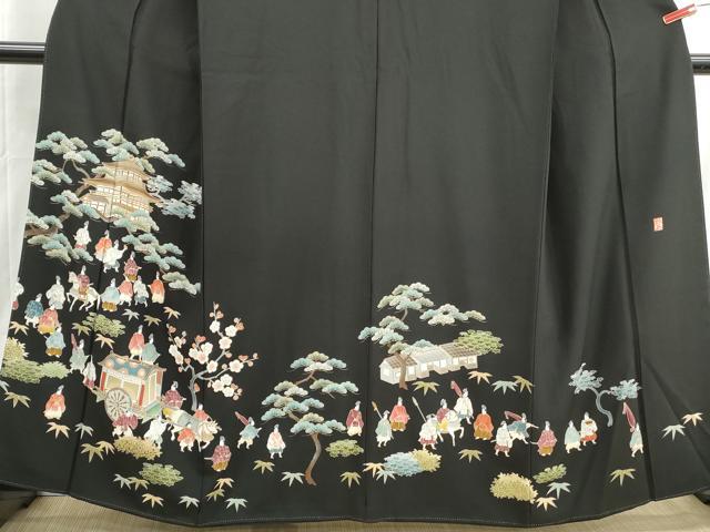 平和屋着物■豪華黒留袖　作家物　人物風景文　松竹梅　正絹　逸品　DABH8539qa