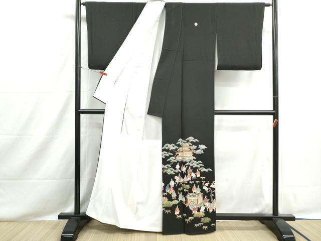 平和屋着物■豪華黒留袖　作家物　人物風景文　松竹梅　正絹　逸品　DABH8539qa