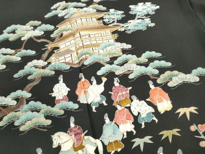 平和屋着物■豪華黒留袖　作家物　人物風景文　松竹梅　正絹　逸品　DABH8539qa