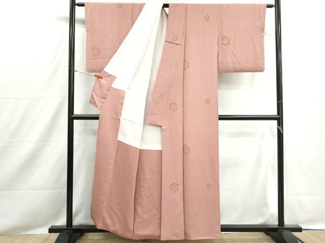 平和屋着物■上質な小紋　亀甲花文　水柿色　正絹　逸品　DABH8540qa