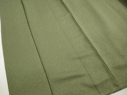 平和屋着物■上質な色無地　霞地紋　草色　正絹　逸品　DABH8541qa