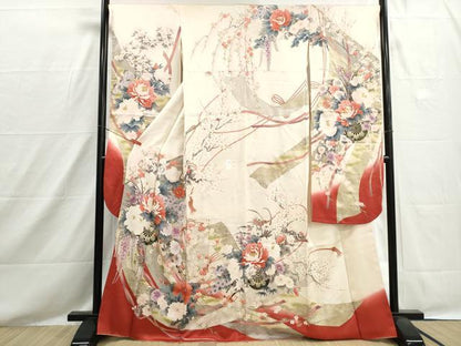 平和屋着物■豪華振袖　花車文　暈し染め　金彩　正絹　逸品　DABH8542qa