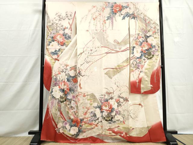 平和屋着物■豪華振袖　花車文　暈し染め　金彩　正絹　逸品　DABH8542qa