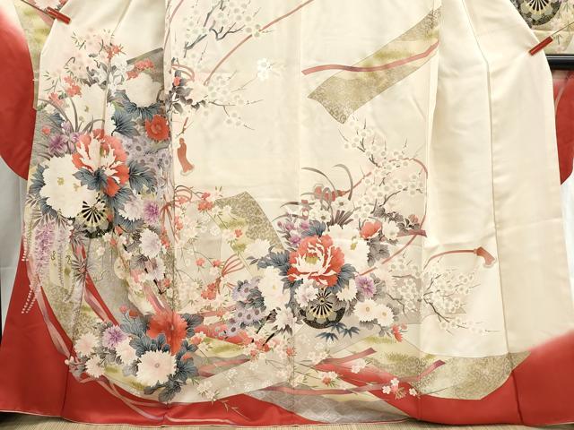 平和屋着物■豪華振袖　花車文　暈し染め　金彩　正絹　逸品　DABH8542qa