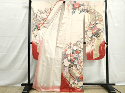 平和屋着物■豪華振袖　花車文　暈し染め　金彩　正絹　逸品　DABH8542qa