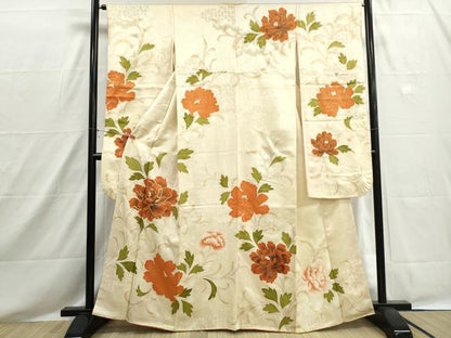 平和屋着物■豪華振袖　駒刺繍　牡丹文　金彩　正絹　逸品　DABH8544qa